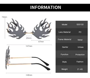 Detailed dimension chart showing frame width and lens height for rimless dragon sunglasses