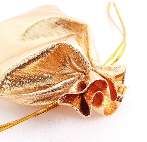 Golden satin drawstring gift pouch with metallic texture for jewelry and candy favors