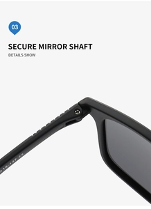 Gros plan sur la charnière sécurisée avec marquage CE sur des lunettes de soleil noires