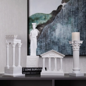 Colonne Romaine Sculpture Modèle Architecture Grecque Antique Résine Temple Déesse Ange Figurine Blanc Classique Rétro Décor Bureau