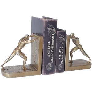 Nordic creative bronze resin bookends featuring muscular male sculptures with water-drop texture