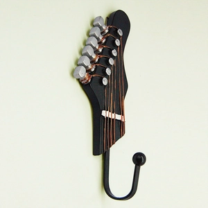 Nordic guitar headstock wall hook set made of resin with matte black finish and metal hooks