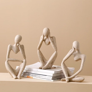 Set de figuras abstractas de gres para decoración de salón de estilo nórdico
