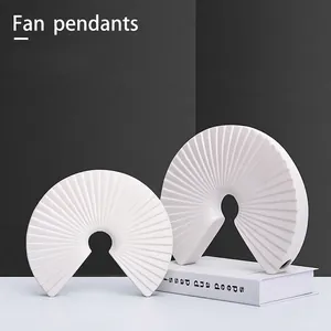 Modern Minimalistisch Keramisch Waaier Ornament Geplooide Stralende Geometrische Sculptuur Holle Circulaire Kunst Decoratie Thuis Kantoor