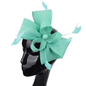 Elegant Sinamay Fascinator Hat With Large Bow And Feathers For Women Wedding Party Church Cocktail Hair Accessory Vintage