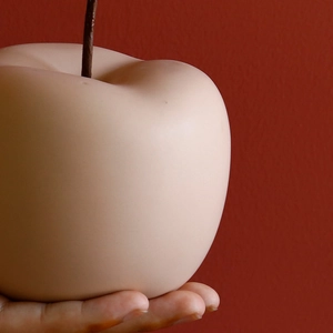 Decoración de manzana de cerámica Morandi minimalista en melocotón mate con textura