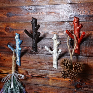 Branch Shape Cast Iron Wall Mounted Coat Hooks Retro Distressed Decorative Hat Rack Rustic Country Style Home Storage