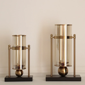 Metal Glass Candle Holder Nordic Luxury Vase Decor Electroplated Zinc Alloy Candlestick Centerpiece Desktop Ornament