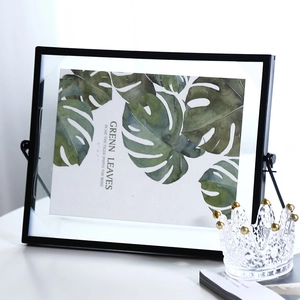 Minimalist matte black metal picture frame with stand for 5x7 inch photo tabletop display
