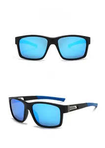 Lunettes de soleil cyclisme avec monture noire mate et verres miroirs bleus polarisés