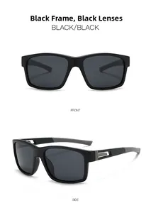 Détail de lunettes de cyclisme noires avec branches antidérapantes et verres gris foncés