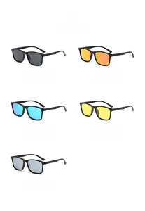 Détail montrant cinq couleurs de verres polarisés optionnelles pour lunettes carrées