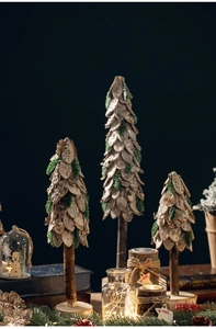 Detail showing the natural bark texture and wooden base of an American country Christmas tree