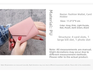 Pink PU leather wallet detail showing internal slots and lychee pattern texture