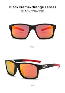 Vue de face et de profil de lunettes de cyclisme noir mat avec verres miroir orange