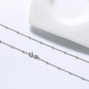 Minimalist S925 sterling silver beaded chain necklace with Italian spring clasp design
