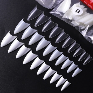 French stiletto nail tips in white and clear colors with curved base 500 pieces set