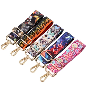 Wide Adjustable Replacement Bag Strap For Crossbody Shoulder Bags Polyester Ethnic Floral Butterfly Pattern With Metal Hook