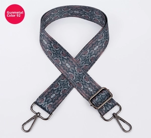 Adjustable woven replacement strap in No. 92 gunmetal snakeskin pattern for crossbody bags