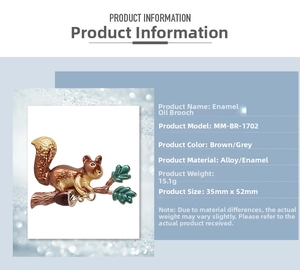 Detailed specifications of squirrel enamel pin with dimensions 35mm by 52mm