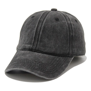 Classic washed vintage cotton baseball cap with six-panel structure and breathable holes