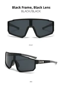 Front and side view of black frame outdoor sports sunglasses with dark grey lenses