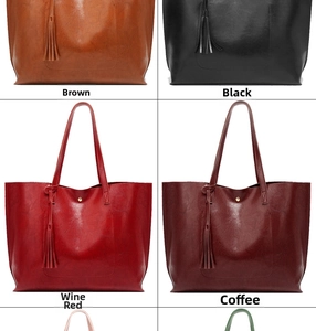 Detailed comparison of oil wax leather bucket bags in brown, black, wine red, and coffee