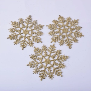 Three pieces of 10cm sparkling gold acrylic snowflake ornaments for Christmas tree decor