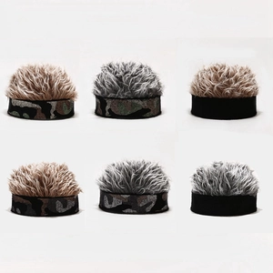 Chapeau De Perruque Drôle Camouflage Bonnet Sans Bord Cheveux Synthétiques Nouveauté Hip Hop Streetwear Pour Hommes Femmes