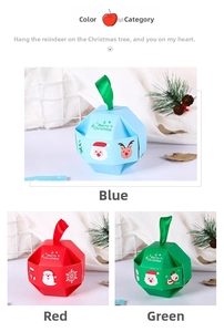 Three-color star-shaped Christmas gift boxes with ribbon handles and festive holiday prints