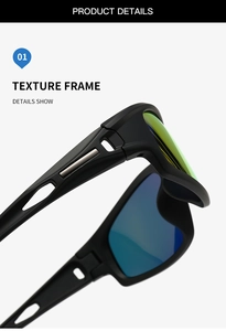 Détail de la monture de lunettes de soleil sport noir mat avec branches ajourées argentées