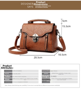 Detailed size specifications of the vintage brown crossbody bag with dimensions 20.5x15.5x10.5cm