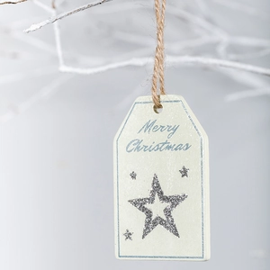 Christmas Gift Tags Wooden Hanging Ornaments Merry Christmas Printed Glitter Elk Star Pattern Jute Rope Holiday Decor