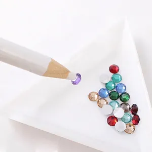 Nail Rhinestone Picker Pencil Wax Dotting Tool For DIY Manicure Crafts Wooden Handle White Core