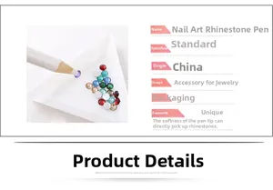 Close-up of white wax rhinestone picker pencil with colorful flatback crystal gems