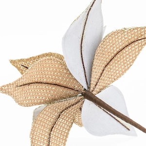 26cm burlap artificial Christmas flower with gold glitter detail for holiday decor