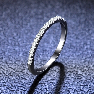 925 Sterling Silver Moissanite Row Ring Elegant Minimalist Zircon Eternity Band Jewelry For Women