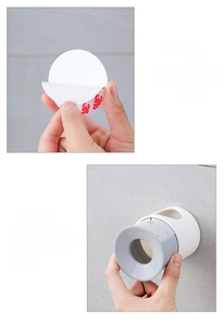 Detail of detachable bathroom wall mount with strong 3M adhesive base and easy cleaning