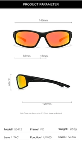 Tableau des tailles détaillé des lunettes de soleil de sport avec verres orange