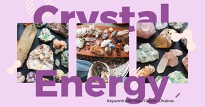 Banner showing crystal energy stones and sage incense for yoga and chakra healing