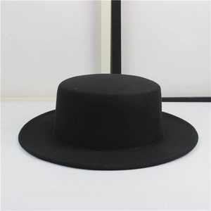 Vintage British Style Polyester Fedora Boater Hat For Men Women Autumn Winter Warm Flat Top Jazz Hat With Ribbon Bow Belt Buckle