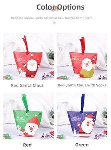Christmas pillow gift boxes with ribbon handles and cute Santa Claus and polar bear patterns