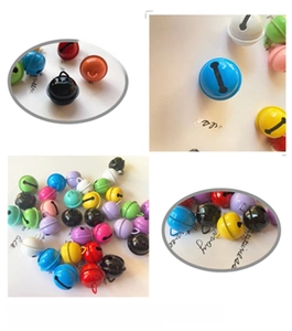 Close-up of 22mm colorful metal bells for pet collars and DIY keychain accessories