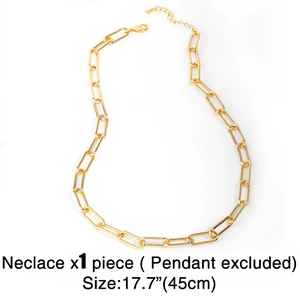 Classic golden paperclip chain necklace for women, 17.7-inch minimalist link jewelry