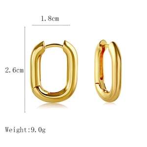 Classic 925 silver golden oval hoop earrings with a minimalist polished geometric finish