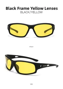Détails de lunettes de sport avec monture noire légère et verres jaunes contrastés