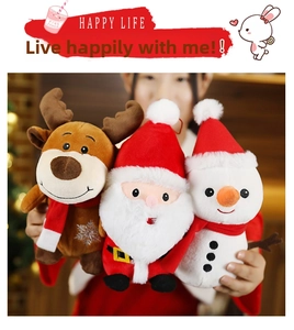 Weihnachts Plüschtier Set mit Weihnachtsmann, Rentier und Schneemann, weiche Weihnachtsdeko.
