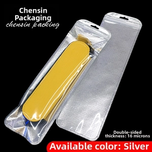 Thick 16-wire transparent storage bag with hanging hole for stationery or brushes