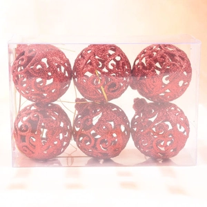 Christmas Hollow Out Ball Ornaments Glitter Plastic Hanging Baubles For Holiday Tree Home Decor
