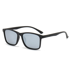 Lunettes de soleil polarisées pour hommes avec monture carrée et verres miroirs